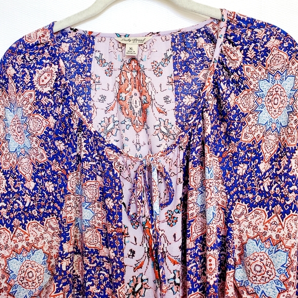 Lucky Brand Multicolor Peasant Top XL - Picture 2 of 6